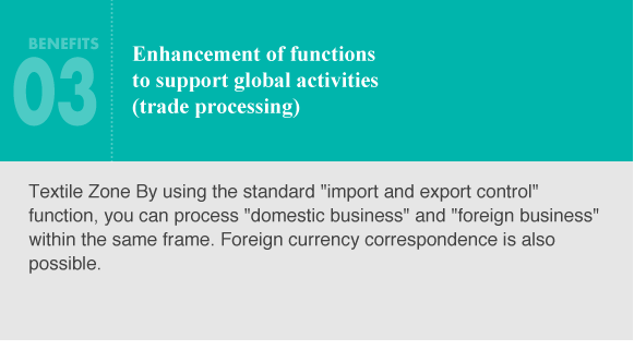 Enhancement of functions to support global activities (trade processing)